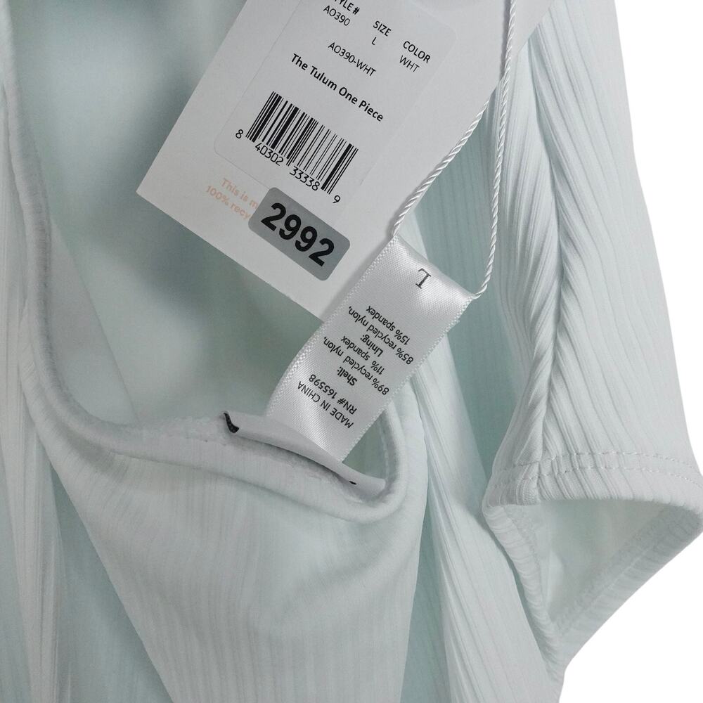 NWT New Andie Womens Tulum One Piece Swimsuit Size Large White Ribbed Swim 2992 - Picture 7 of 7